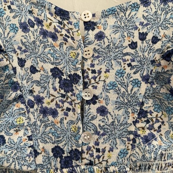 Code x Mode Ditzy Floral Smocked Midi Dress XS blue Cottage Prairie - Picture 4 of 14